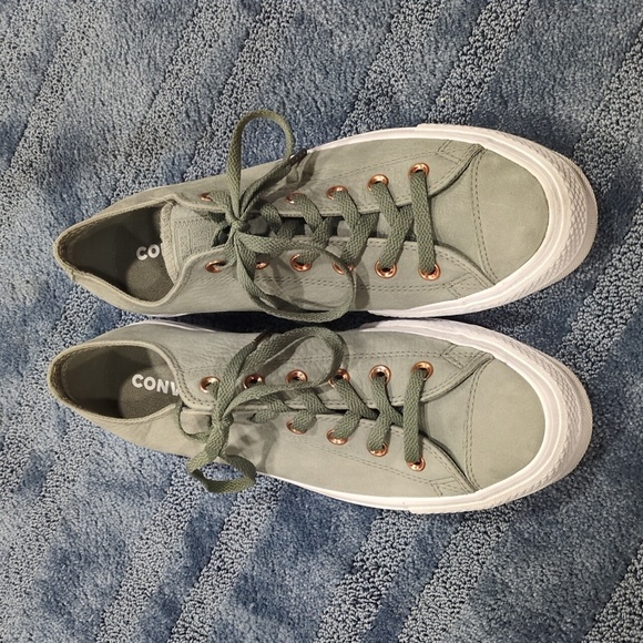 Women's Converse Chuck Taylor Leather Lift, Green - Picture 3 of 8